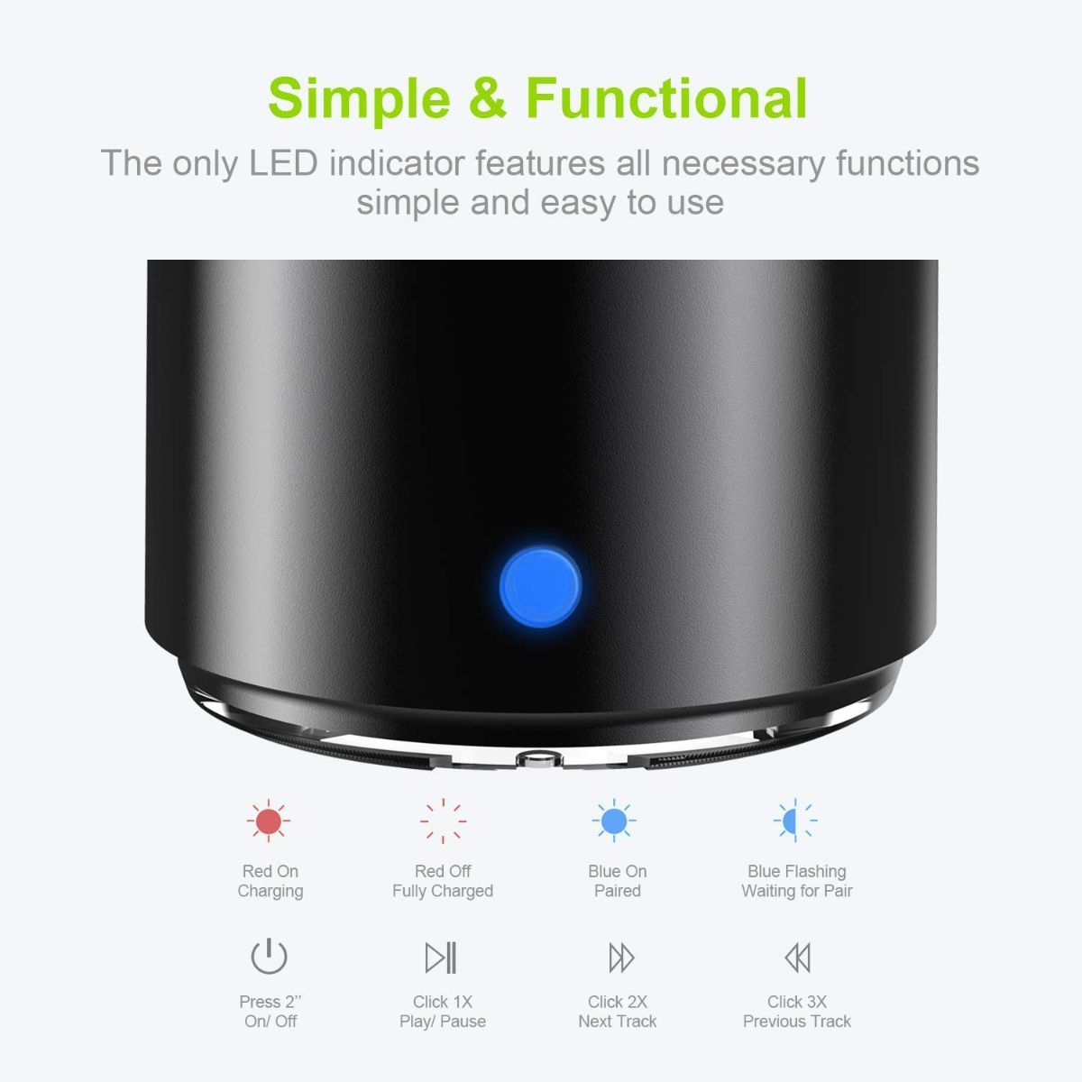 Travel Case Packed, A106 Pro Portable Bluetooth Speaker with Custom Bass Radiator, Brief Design, IP67 Waterproof, Perfect Mini Speaker for Shower, Room, Bike, Car - RoseGold - Size 1.89in*1.54in