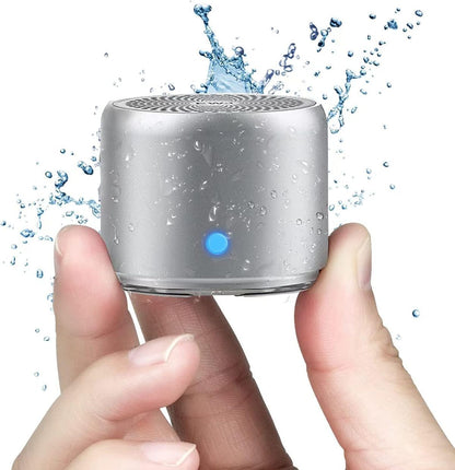 Travel Case Packed, A106 Pro Portable Bluetooth Speaker with Custom Bass Radiator, Brief Design, IP67 Waterproof, Perfect Mini Speaker for Shower, Room, Bike, Car - Silver - Size 1.89in*1.54in