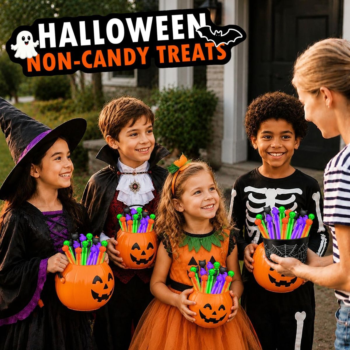 Halloween Treats Non Candy for Toddlers 20 PCS, Mini Bubble Wands Prizes Toys Gifts Bags for Kids, Small Halloween Birthday Classroom Party Basket Goody Bag Stuffer Trinkets Stuff for Boys Girls