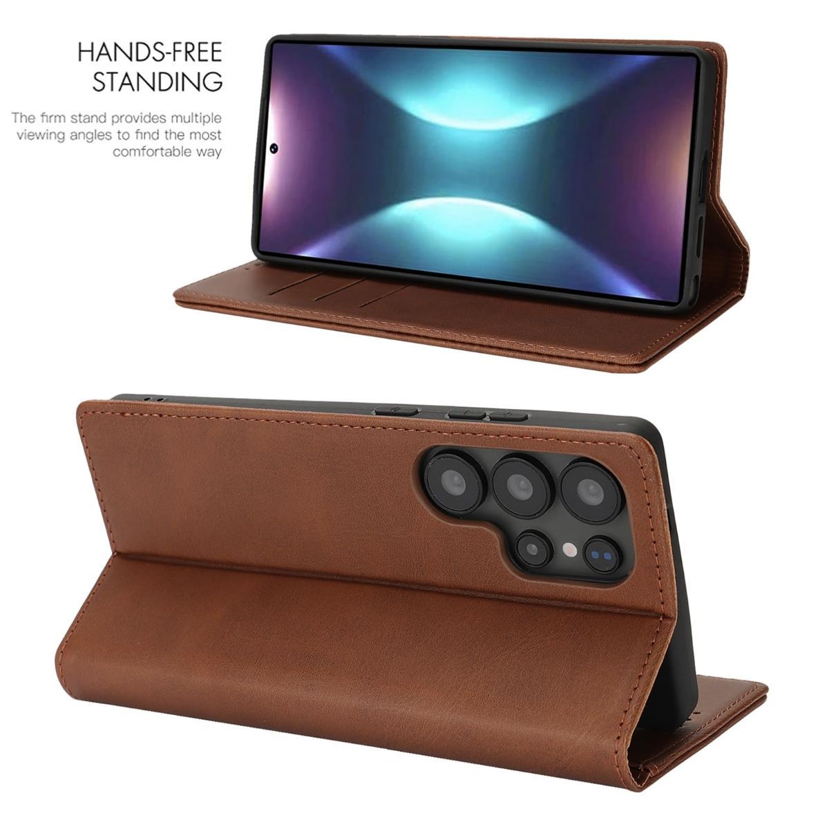 Fit for Samsung Galaxy Wallet Case with Card Holder for Women Men| Premium PU Leather, Flip Folio Purse Case, with Card Slot, Stand Holder,Magnetic Closure, TPU Shockproof Protective Case - Brown - Size Samsung A08 4G