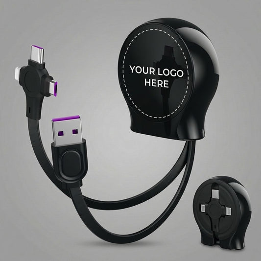 10Pack Retractable 3-in-1 Charging Cable, Fast Charging Travel Cable for iPhone, Samsung & Android, Ideal for Home, Office, Car, Travel, Corporate Gifts, Wedding Favors, Promotional Giveaways - Black - Size 10Pack