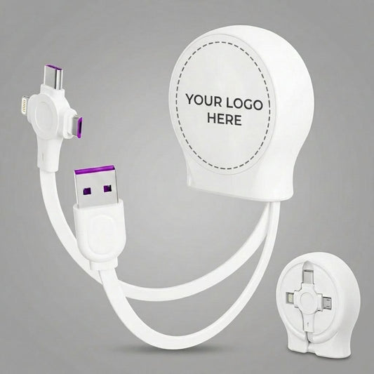 10Pack Retractable 3-in-1 Charging Cable, Fast Charging Travel Cable for iPhone, Samsung & Android, Ideal for Home, Office, Car, Travel, Corporate Gifts, Wedding Favors, Promotional Giveaways - White - Size 10Pack