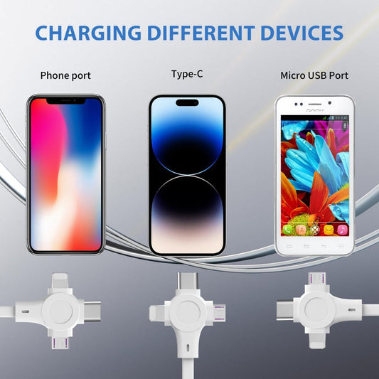 1Pack Retractable 3-in-1 Charging Cable, Fast Charging Travel Cable for iPhone, Samsung & Android, Ideal for Home, Office, Car, Travel, Corporate Gifts, Wedding Favors, Promotional Giveaways - White - Size 1Pack