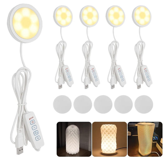 5Pcs LED Lamp Kit 001 for Bambu Lab, 3 Color Temperature 3D Printer LED Lamp Kit, Adjustable Brightness 3D Printed DIY Hardware Model Spare Parts, 5V USB Powered