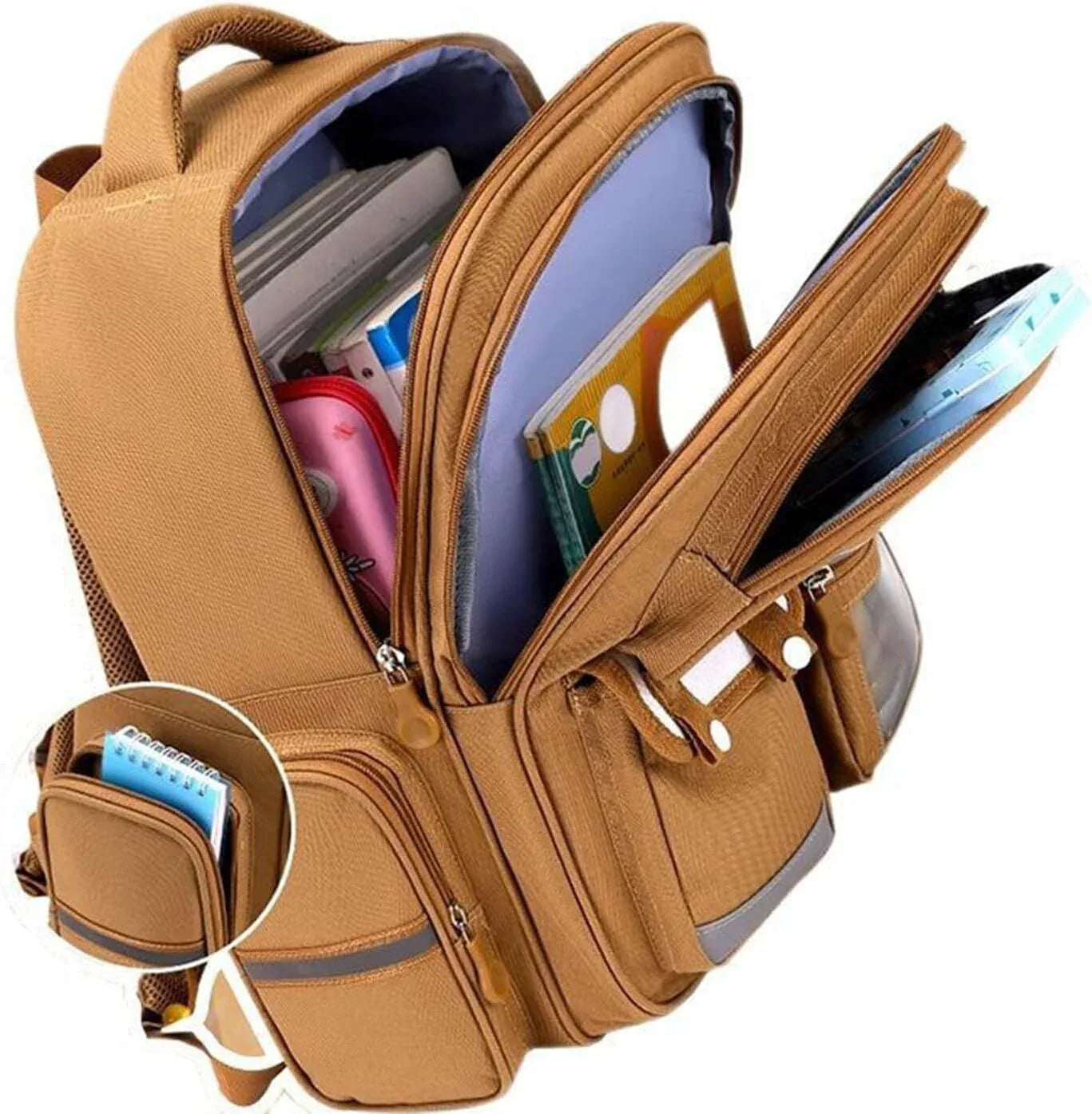 Cute Capybara Backpack with Chic Case and More Pins Ita Bag Cartoon Laptop Travel Utility Funny Going Out Casual Bag(Khaki) - Mekamart Australia