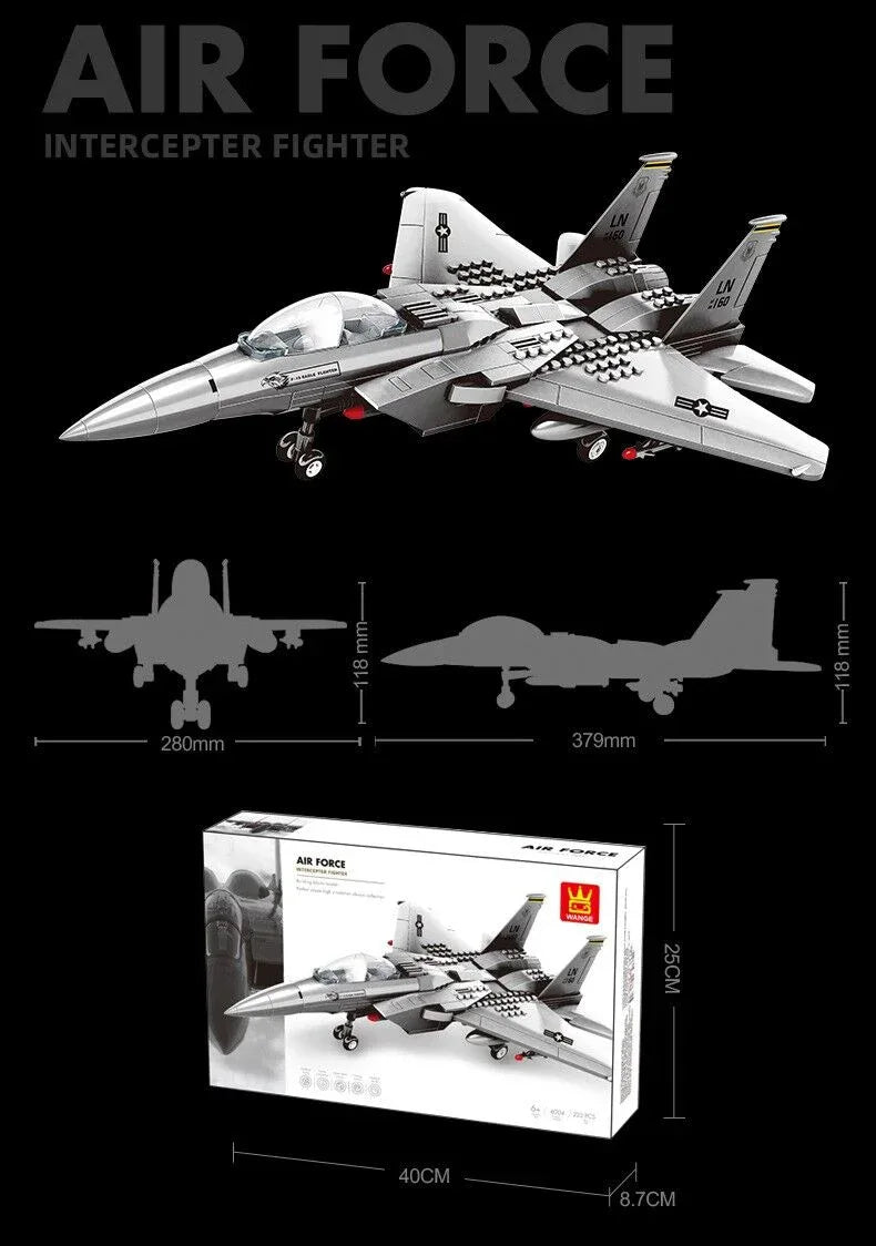Christmas gift F-15 Eagle Fighter Jet Building Blocks Set, 223 Pieces Military Aircraft Model Kit for Kids & Enthusiasts（F15 fighter） - Mekamart Australia