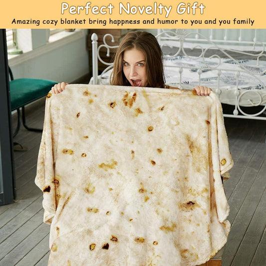 Burritos Tortilla Throw Blanket（Beige）, Novelty Funny Round Blanket for Adults & Kids, Soft Flannel Tortilla Wrap Blanket（36",Baby） - Mekamart Australia