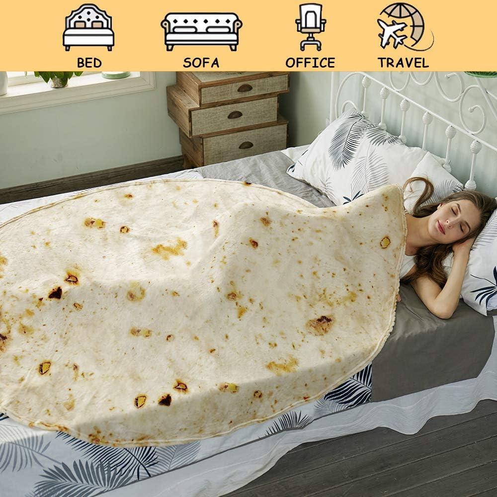 Burritos Tortilla Throw Blanket（Beige）, Novelty Funny Round Blanket for Adults & Kids, Soft Flannel Tortilla Wrap Blanket（36",Baby） - Mekamart Australia