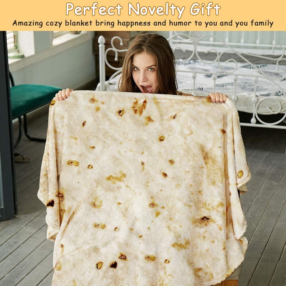 Burritos Tortilla Throw Blanket(Beige), Novelty Funny Round Blanket for Adults & Kids, Soft Flannel Tortilla Wrap Blanket（47",Baby） - Mekamart Australia