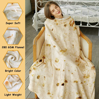 Burritos Tortilla Throw Blanket(Beige), Novelty Funny Round Blanket for Adults & Kids, Soft Flannel Tortilla Wrap Blanket（47",Baby） - Mekamart Australia