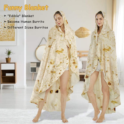 Burritos Tortilla Throw Blanket(Beige), Novelty Funny Round Blanket for Adults & Kids, Soft Flannel Tortilla Wrap Blanket（47",Baby） - Mekamart Australia