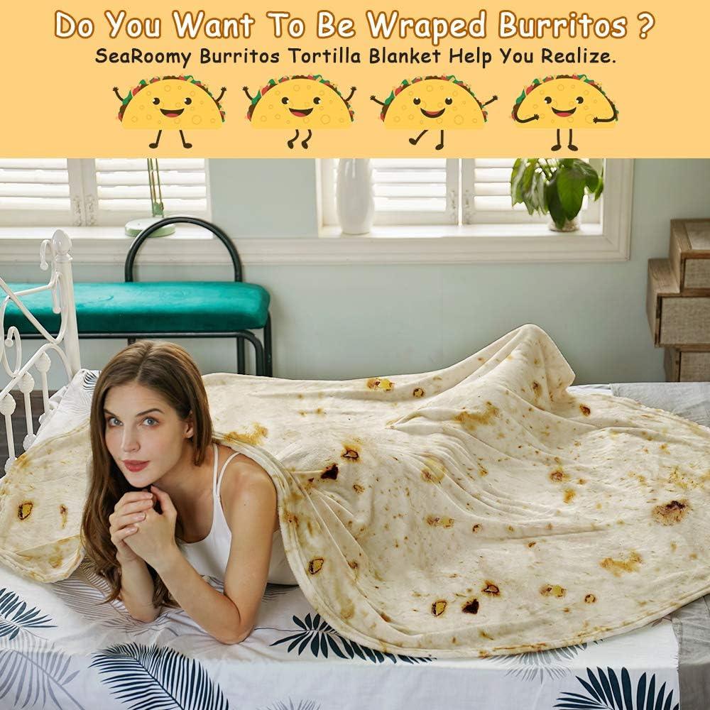 Burritos Tortilla Throw Blanket(Beige), Novelty Funny Round Blanket for Adults & Kids, Soft Flannel Tortilla Wrap Blanket（47",Baby） - Mekamart Australia