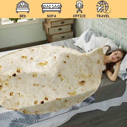 Burritos Tortilla Throw Blanket(Beige), Novelty Funny Round Blanket for Adults & Kids, Soft Flannel Tortilla Wrap Blanket（47",Baby） - Mekamart Australia