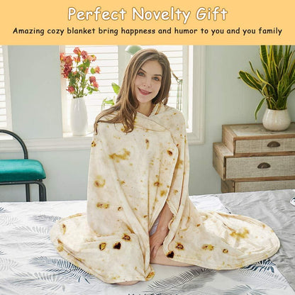 Burritos Tortilla Throw Blanket(Beige), Novelty Funny Round Blanket for Adults & Kids, Soft Flannel Tortilla Wrap Blanket（47",Baby） - Mekamart Australia