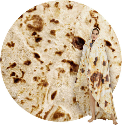 Burritos Tortilla Throw Blanket (Brown), Novelty Funny Round Blanket for Kids & Adults, Soft Flannel Tortilla Wrap Blanket（36",Baby） - Mekamart Australia