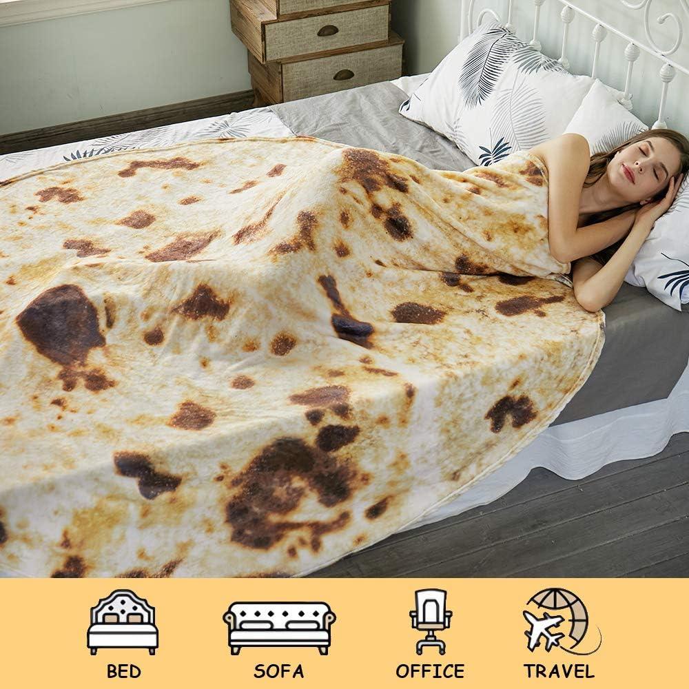 Burritos Tortilla Throw Blanket (Brown), Novelty Funny Round Blanket for Kids & Adults, Soft Flannel Tortilla Wrap Blanket（36",Baby） - Mekamart Australia