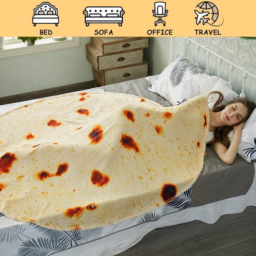 Burritos Tortilla Throw Blanket (Yellow), Novelty Funny Round Blanket for Kids & Adults, Soft Flannel Tortilla Wrap Blanket（36",Baby） - Mekamart Australia