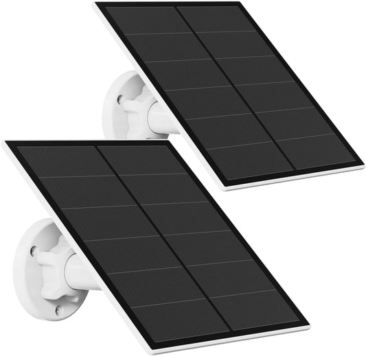 3-Pack 5W Solar Panel for Outdoor Security Camera – 5V USB Charger with 9.8ft Cable, IP65 Waterproof, Adjustable Mount, Compatible with Most Battery Cameras (White)