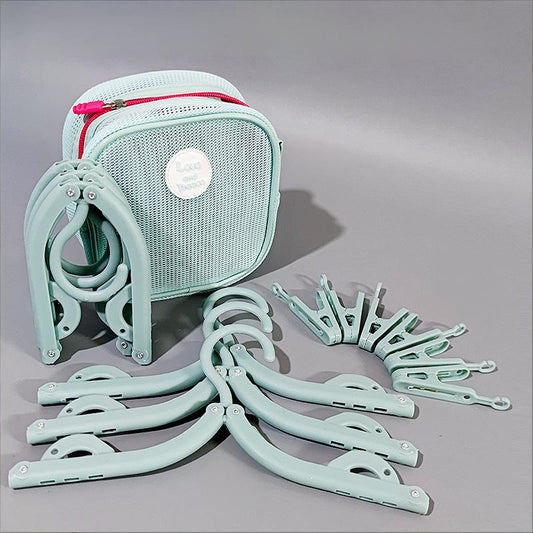 Foldable Travel Hangers with Storage Bag – 10-Piece Compact Clothes Hanger Set for Hotel, Dorm & Home Use (Blue)  | Other Colors Available in Store