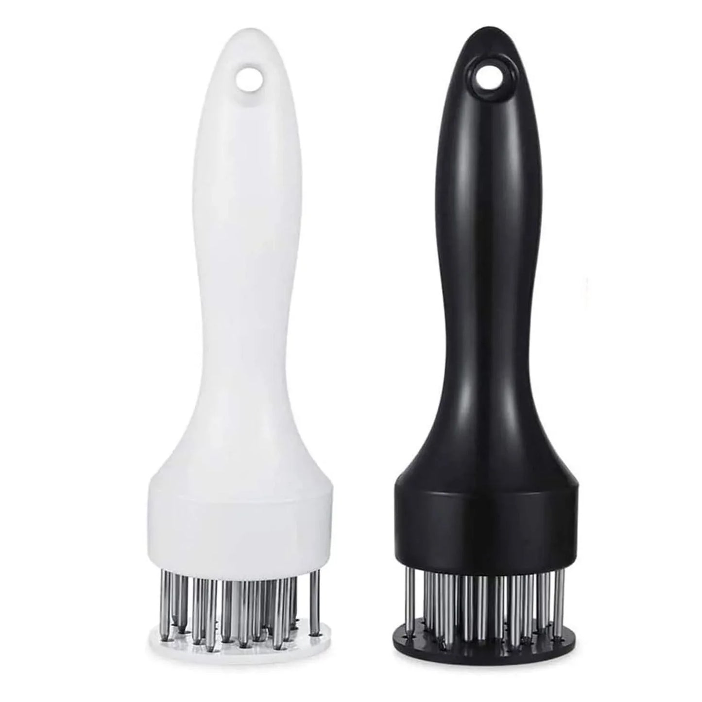Meat Tenderizer Set with Stainless Steel Needles – 2-Piece Kitchen Tool for Marinating & Cooking Beef, Chicken, Pork, Fish (Black & White) - Mekamart Australia