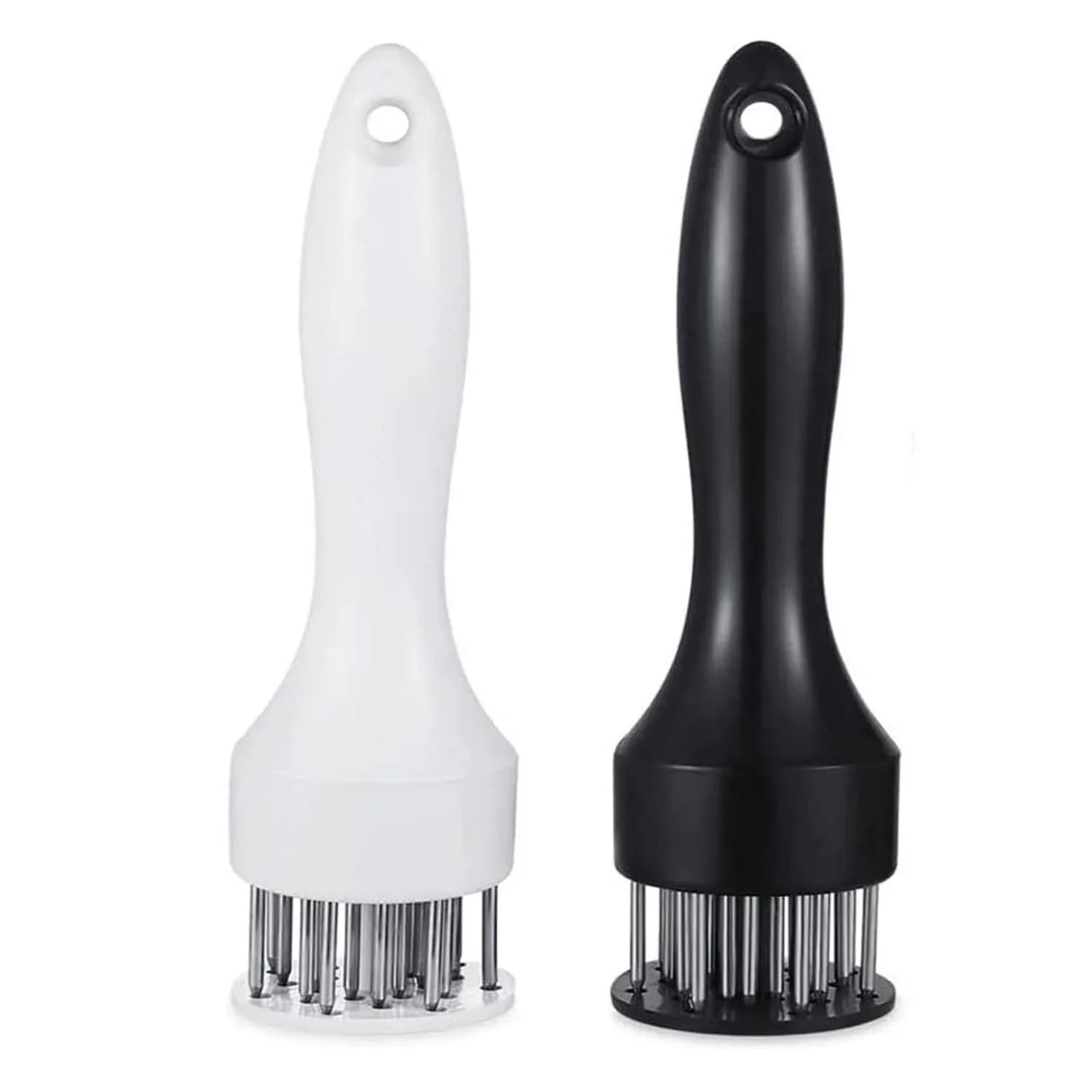 Meat Tenderizer Set with Stainless Steel Needles – 2-Piece Kitchen Tool for Marinating & Cooking Beef, Chicken, Pork, Fish (Black & White) - Mekamart Australia