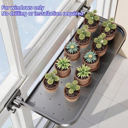 Foldable Window-Mounted Drying Rack with Clamp-on Design for Shoes, Plants & Small Items (Grey)