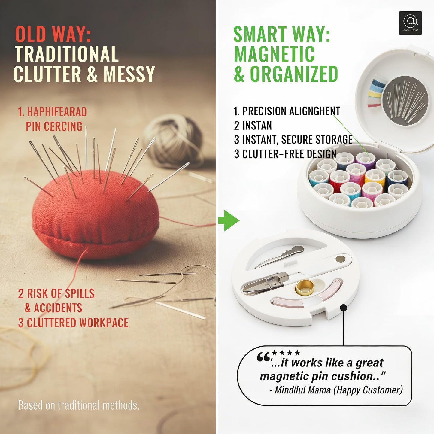 Modern Magnetic Sewing Kit – Compact Travel Sewing Box with Strong Magnetic Lid, 16-Thread Spools & Tools, Portable Needle Organizer for Home & On-the-Go Use (White)