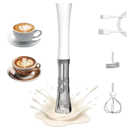 White Hands-Free Milk Frother – 2000mAh Rechargeable Coffee & Drink Mixer for Latte, Cappuccino, Matcha & More | Perfect for Home, Office & Travel - Mekamart Australia