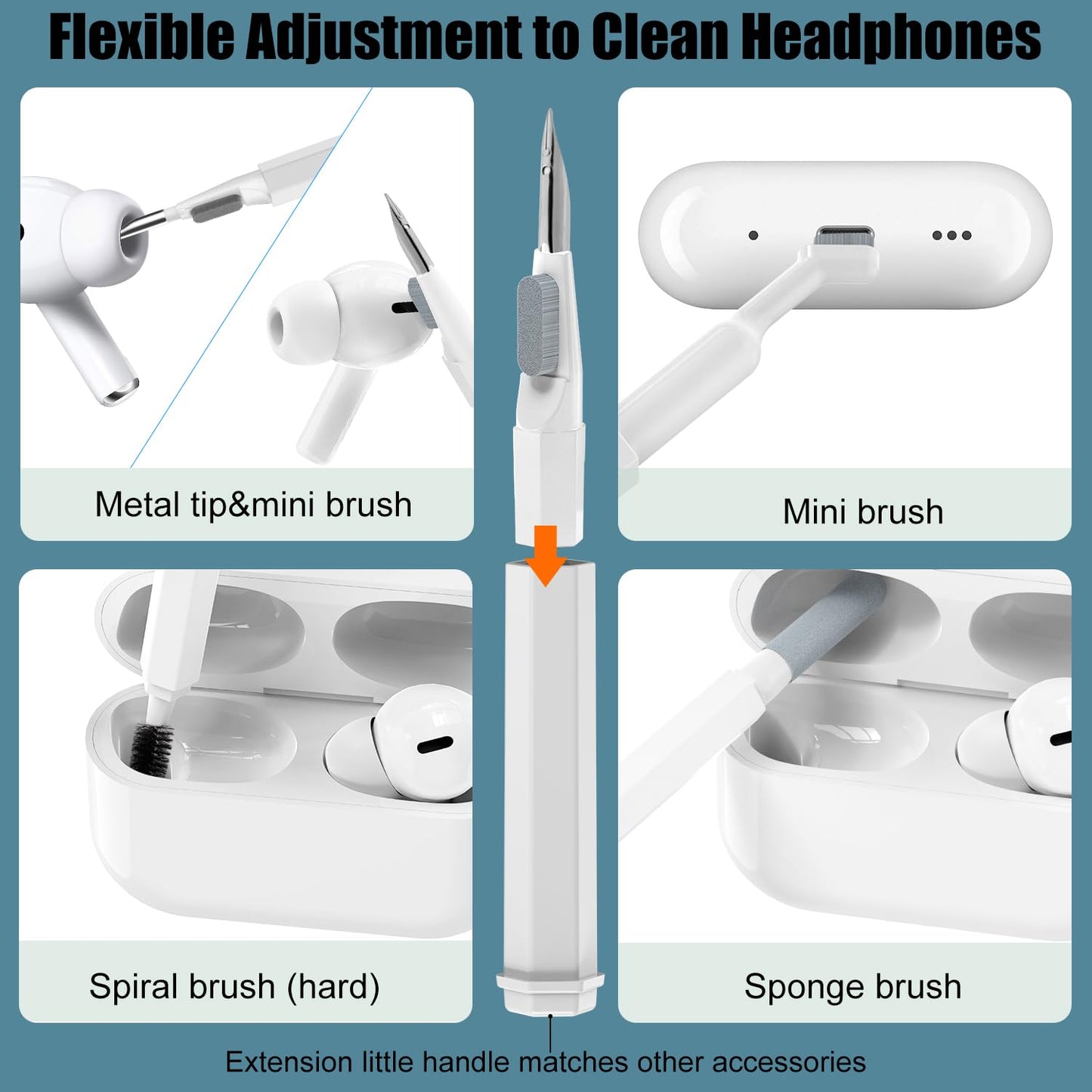 20-in-1 Multi-Function Electronics Cleaning Kit – Portable Keyboard, Earphone, Camera & Screen Cleaner Set with Brush, Spray Bottle & Tools (White)