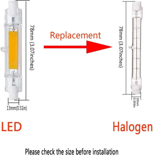2PCS 10W R7S LED COB Bulb, Dimmable 78mm Double-Ended J-Type T3 Lamp, 100W Halogen Equivalent, 1000LM 6000K Daylight for Floodlight & Landscape Lighting (Yellow)