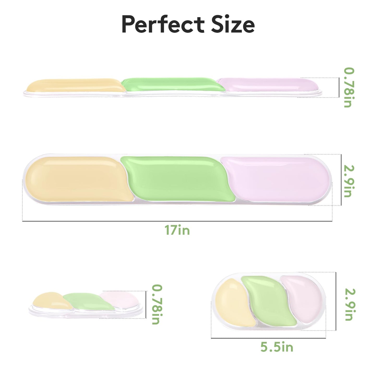 Ergonomic Gel Wrist Rest Set – Keyboard and Mouse Support Pad with Soft Cushioning for Office, Work, Gaming, and Study – Anti-Slip Base, Comfortable Design (Pink-Green-Orange)