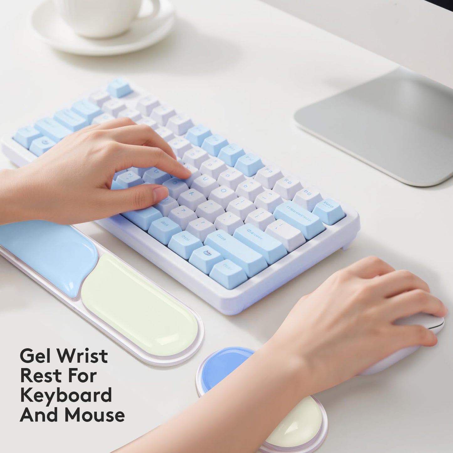 Ergonomic Gel Wrist Rest Set – Keyboard and Mouse Support Pad with Soft Cushioning for Office, Work, Gaming, and Study – Anti-Slip Base, Comfortable Design (Blue)