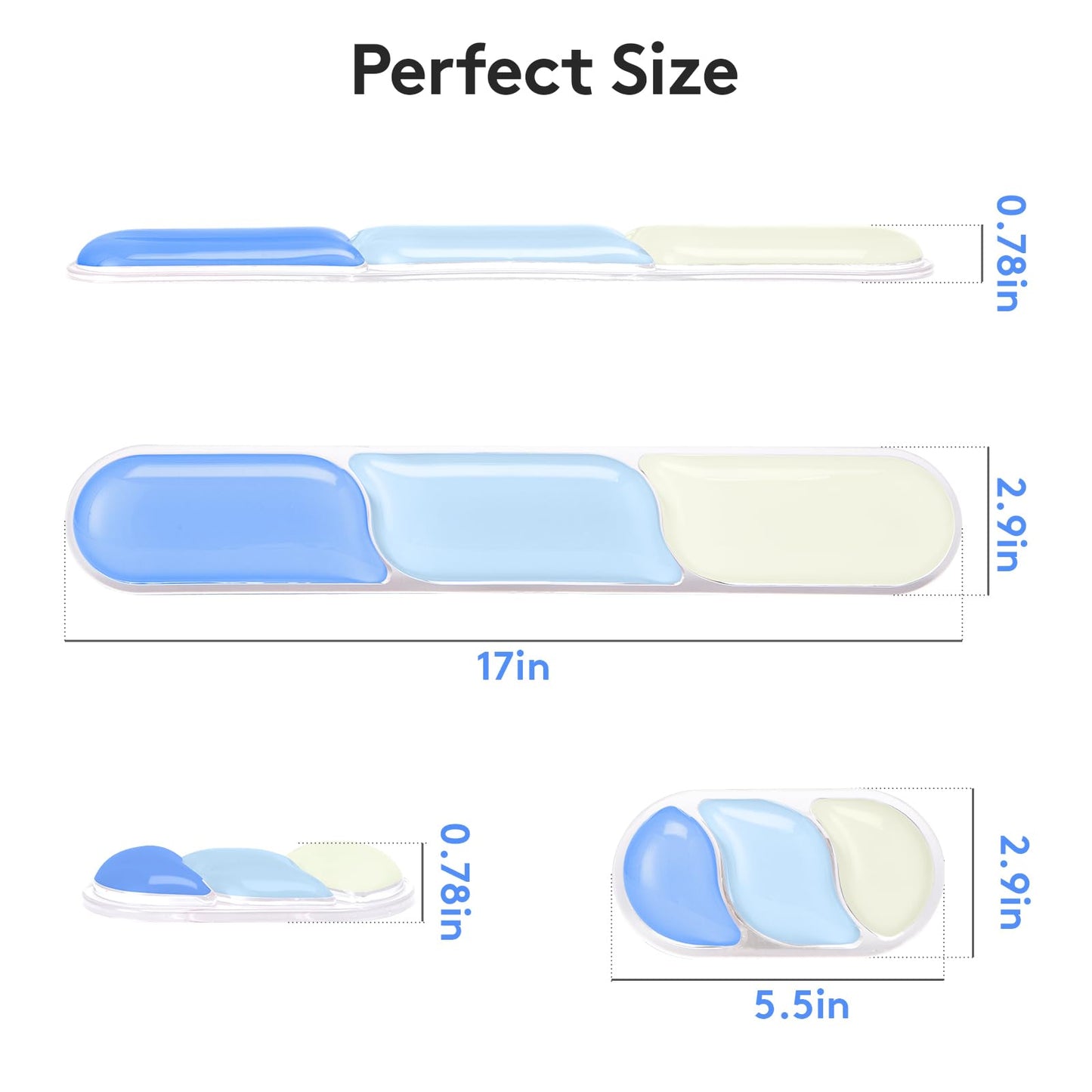 Ergonomic Gel Wrist Rest Set – Keyboard and Mouse Support Pad with Soft Cushioning for Office, Work, Gaming, and Study – Anti-Slip Base, Comfortable Design (Blue)