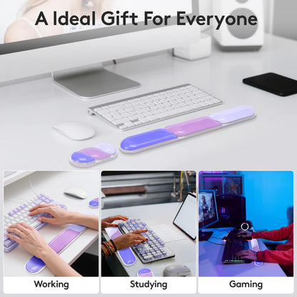 Ergonomic Gel Wrist Rest Set – Keyboard and Mouse Support Pad with Soft Cushioning for Office, Work, Gaming, and Study – Anti-Slip Base, Comfortable Design (Purple)