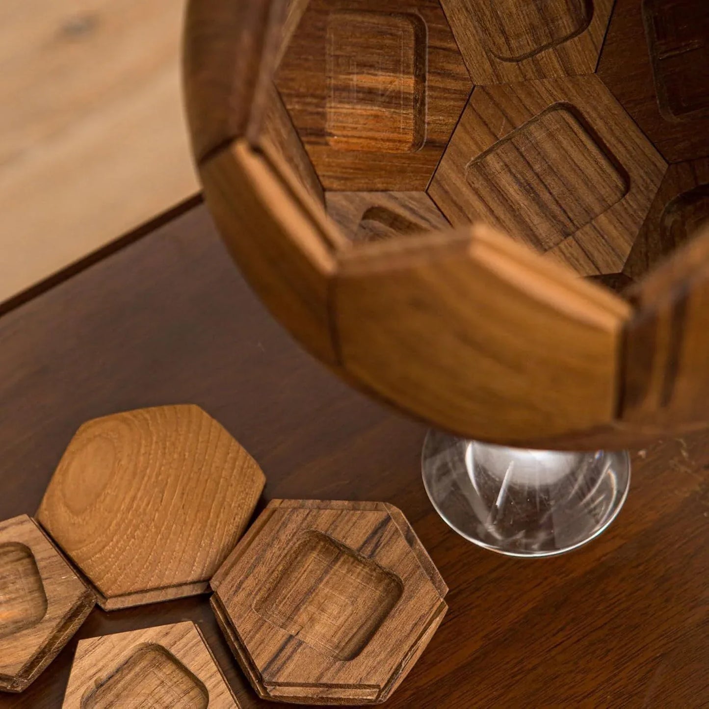 Handcrafted Wooden Football Puzzle – 3D Mortise and Tenon Soccer Ball Assembly Kit |Walnut , Beech Wood | DIY Gift for Adults, Kids & Football Fans - Mekamart Australia