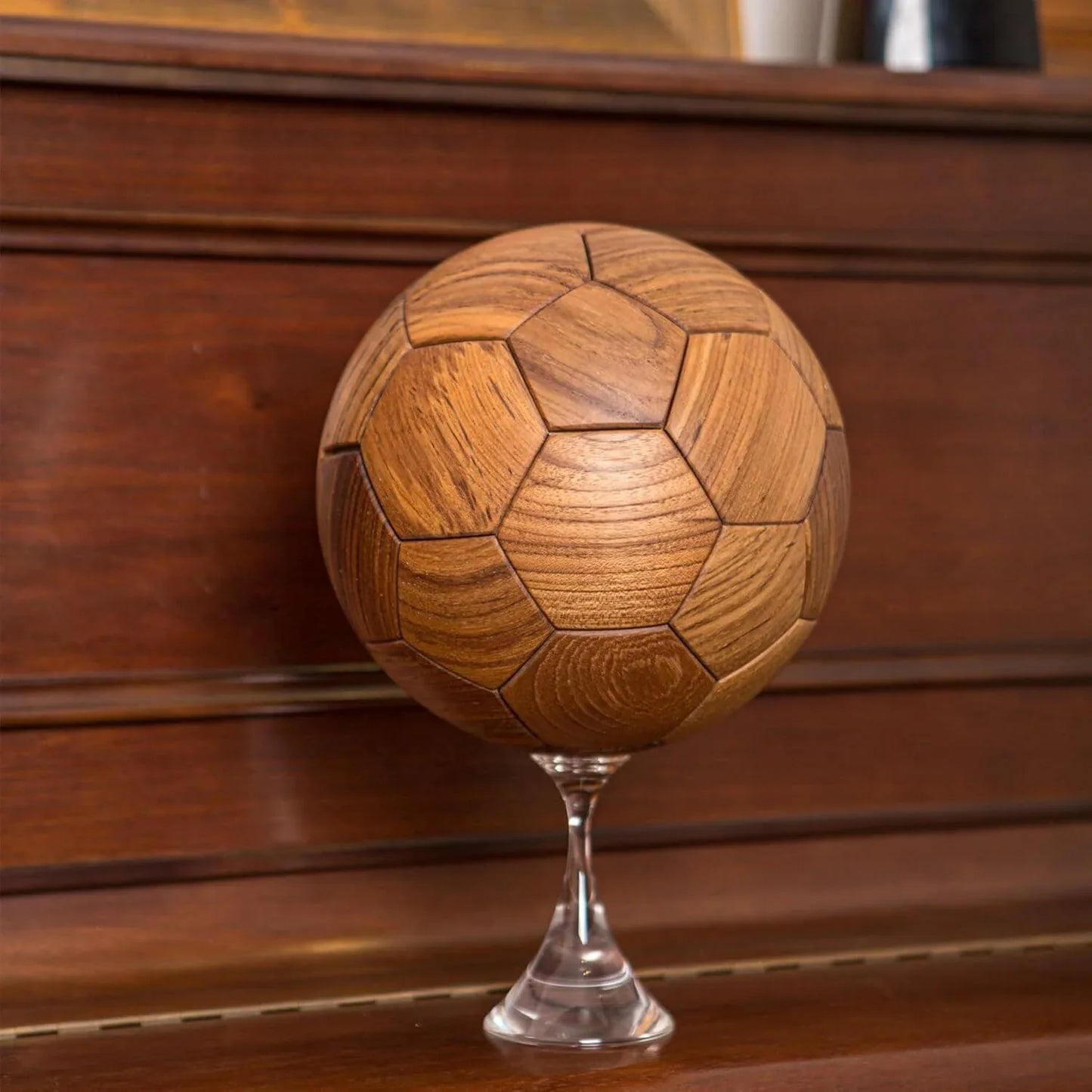 Handcrafted Wooden Football Puzzle – 3D Mortise and Tenon Soccer Ball Assembly Kit | Solid Teak, Beech Wood | DIY Gift for Adults, Kids & Football Fans - Mekamart Australia