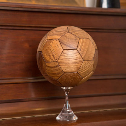 Handcrafted Wooden Football Puzzle – 3D Mortise and Tenon Soccer Ball Assembly Kit | Solid Teak, Beech Wood | DIY Gift for Adults, Kids & Football Fans - Mekamart Australia