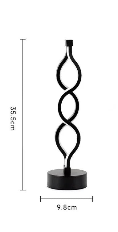 Twisted Spiral LED Table Lamp – Modern Touch-Control Desk Light for Bedroom, Living Room & Café Decor (Black) - Mekamart Australia