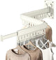 Wall-Mounted Folding Drying Rack with Windproof Holes & Retractable Rod for Balcony, Bathroom & Indoor Use (White)