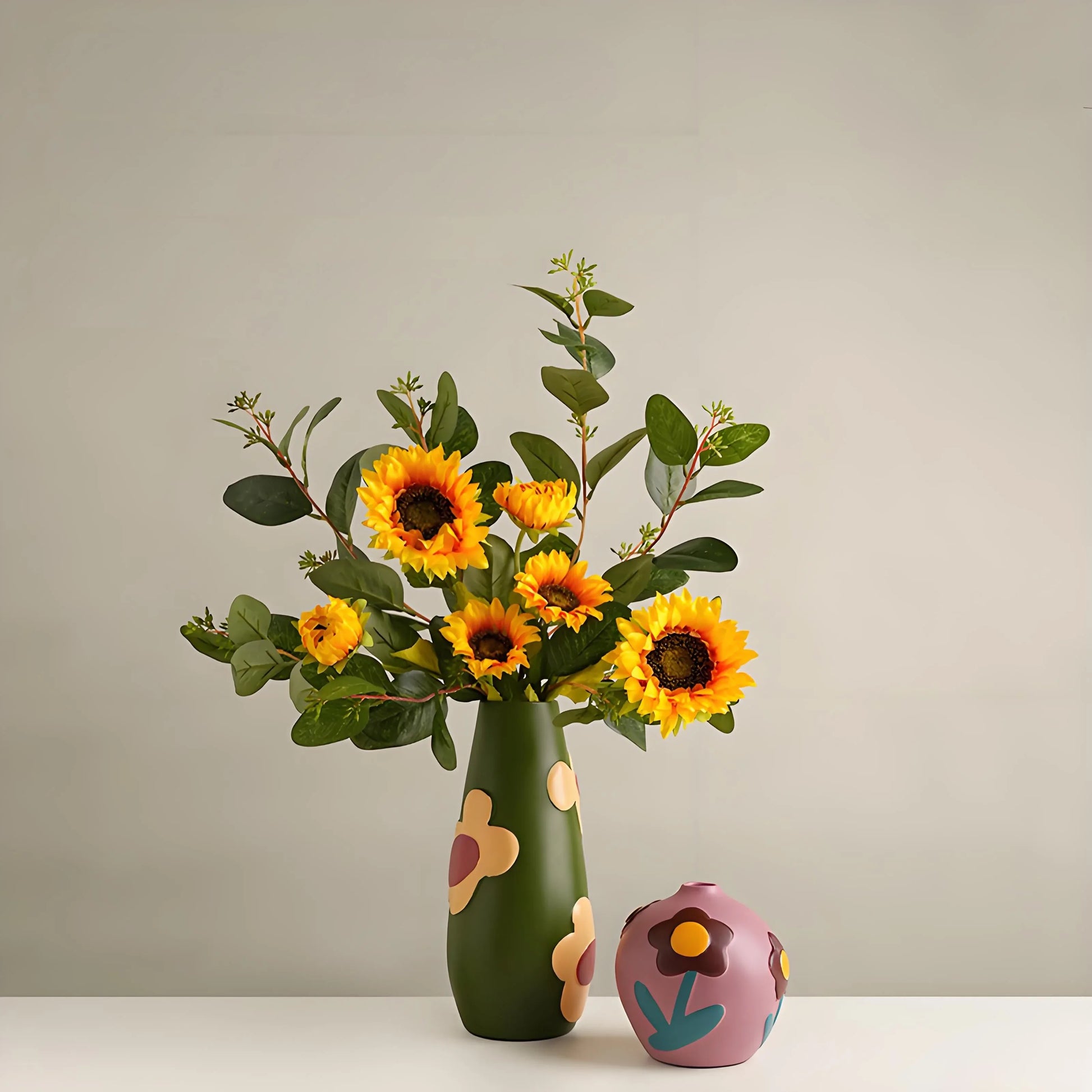 Morandi Painted Ceramic Vase Set (3-Piece) – Modern Home Decor for Flowers | Other Luxury Styles Available in Store - Mekamart Australia