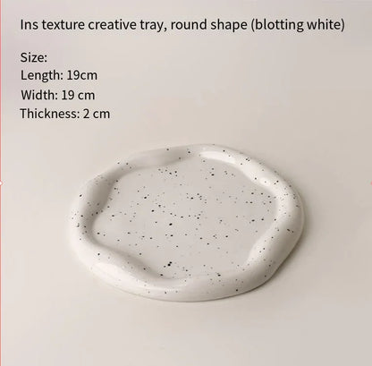 Speckled White Ceramic Tray Set (Round+Long+Irregular) – Jewelry Organizer & Fruit Dish for Home Decor | Other Styles Available in Store - Mekamart Australia