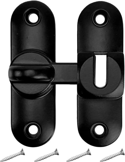 90/180 Degree Zinc Alloy Flip Lock for Barn & Sliding Doors – Heavy Duty Security Latch for Cabinets, Windows & Sheds (Black)