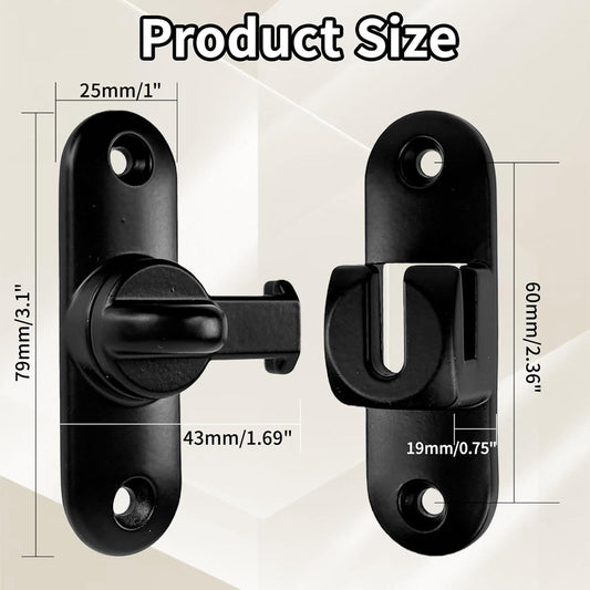 90/180 Degree Zinc Alloy Flip Lock for Barn & Sliding Doors – Heavy Duty Security Latch for Cabinets, Windows & Sheds (Black)