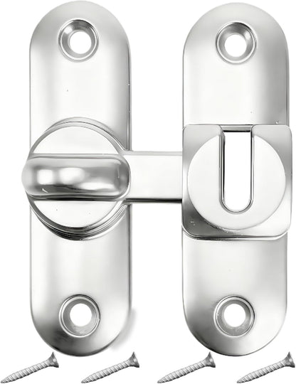90/180 Degree Zinc Alloy Flip Lock for Barn & Sliding Doors – Heavy Duty Security Latch for Cabinets, Windows & Sheds (Silver)