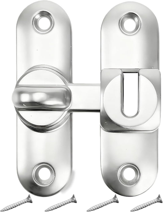 90/180 Degree Zinc Alloy Flip Lock for Barn & Sliding Doors – Heavy Duty Security Latch for Cabinets, Windows & Sheds (Silver)
