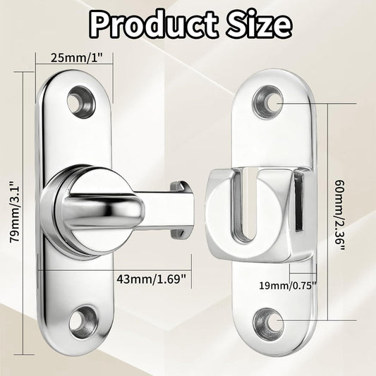 90/180 Degree Zinc Alloy Flip Lock for Barn & Sliding Doors – Heavy Duty Security Latch for Cabinets, Windows & Sheds (Silver)