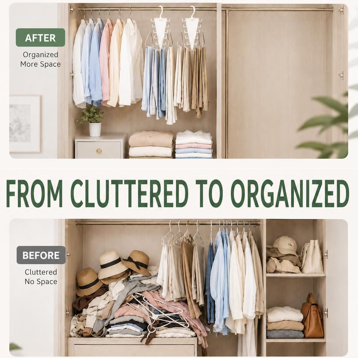 4-Pack V-Shaped 360° Rotating Closet Organizer with 12 Hooks for Hats, Bags & Scarves, Space-Saving Wardrobe Hanger (White)