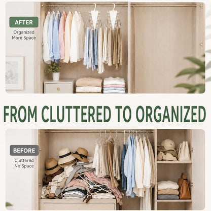 6-Pack V-Shaped 360° Rotating Closet Organizer with 12 Hooks for Hats, Bags & Scarves, Space-Saving Wardrobe Hanger (White)