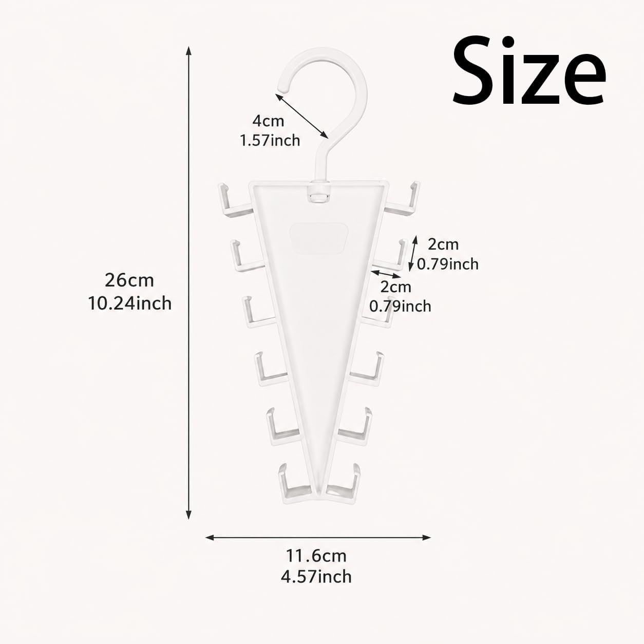 6-Pack V-Shaped 360° Rotating Closet Organizer with 12 Hooks for Hats, Bags & Scarves, Space-Saving Wardrobe Hanger (White)