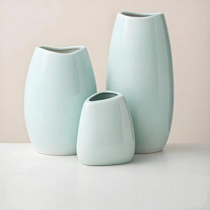 Modern Ceramic Vase Set (3-Piece): Minimalist Home Decor for Living Room Flower Arrangements (Blue) | Other Styles Available in Store - Mekamart Australia